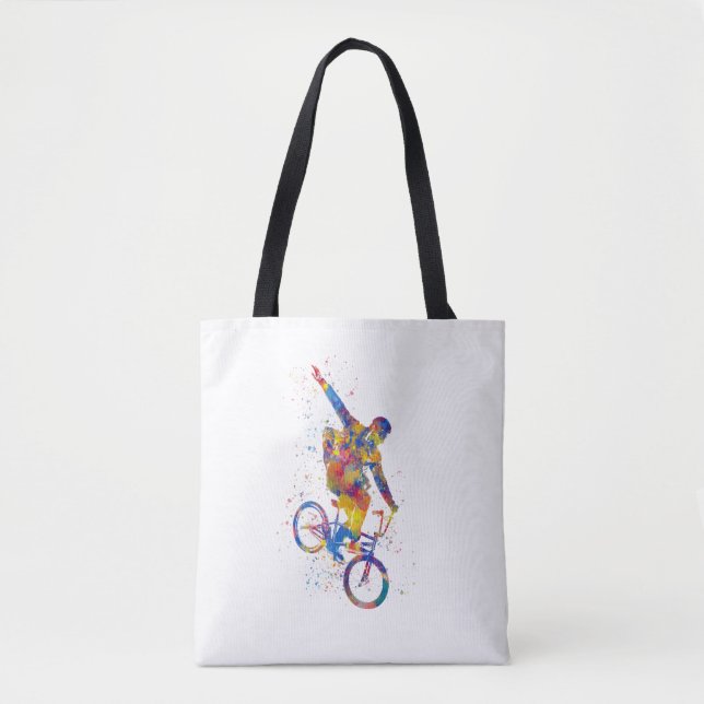 Bolsa Tote Cavaleiro Bmx de Aquarela (Frente)