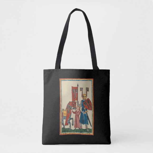 Bolsa Tote Cavaleiro e Esquadrão, Arte Medieval do Século 14 (Frente)