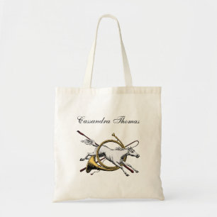 Bolsa Tote Cavaleiro Préppy Saltando com o Cavalo Através da