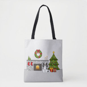 Bolsa Tote Cavaleiro Tricolor Numa Sala De Natal Festiva