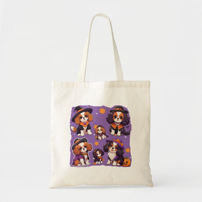 Bolsa Tote Cavalier Cavalier King Charles halloween (Frente)