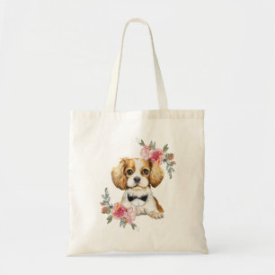 Bolsa Tote Cavalier Cavalier King Charles Puppy Watercolor