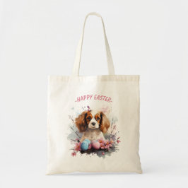 Bolsa Tote Cavalier King Charles Easter Ovos e Flores -