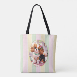 Bolsa Tote Cavalier King Charles Pastel Lines Cottagecore