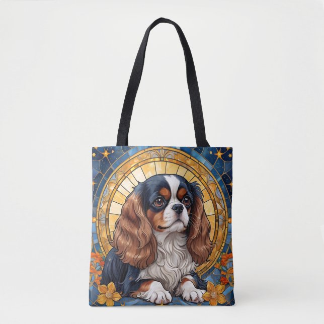 Bolsa Tote Cavalier King Charles Pastel Ouro Escondido Vidro (Frente)