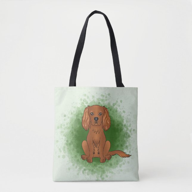 Bolsa Tote Cavalier King Charles Spaniel de rubi em verde (Frente)