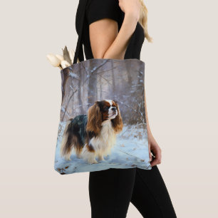 Bolsa Tote Cavalier King Charles Spaniel Deixe Nevar Natal