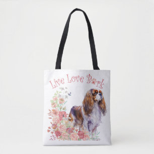 Bolsa Tote Cavalier King Charles Spaniel Dog Mãe Floral