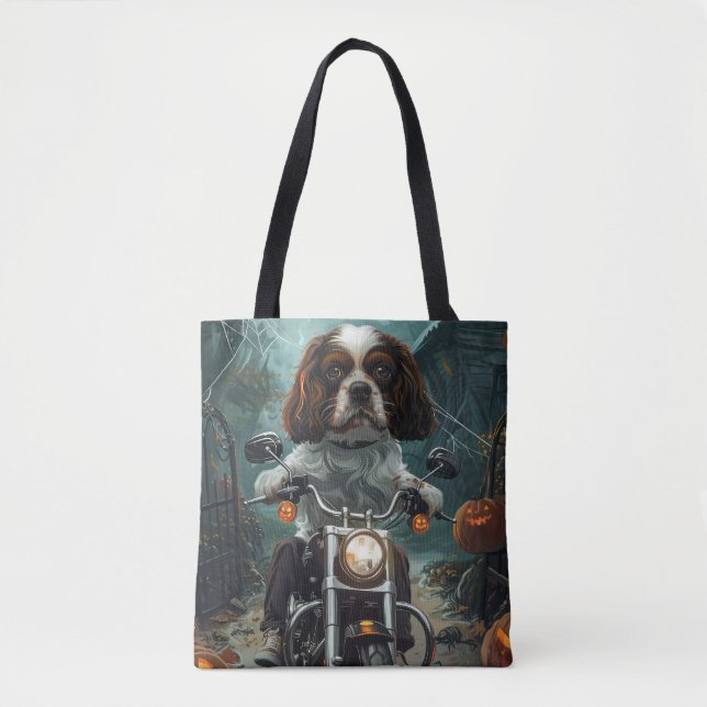 Bolsa Tote Cavalier King Charles Spaniel Halloween Assustador (Frente)