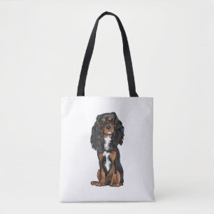Bolsa Tote Cavalier King Charles Spaniel - Negro e Tan
