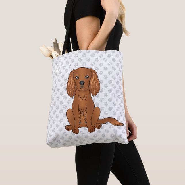 Bolsa Tote Cavalier King Charles Spaniel & Patas Rubi (Close Up)
