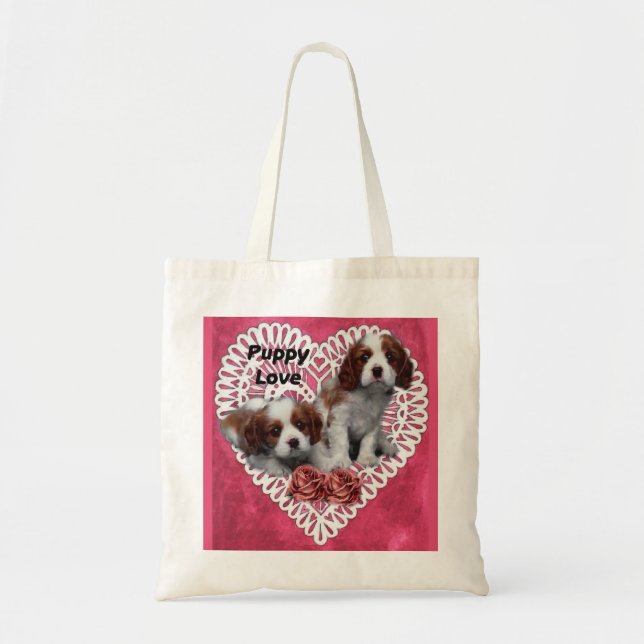 Bolsa Tote Cavalier King Charles Spaniel Puppy Love (Frente)