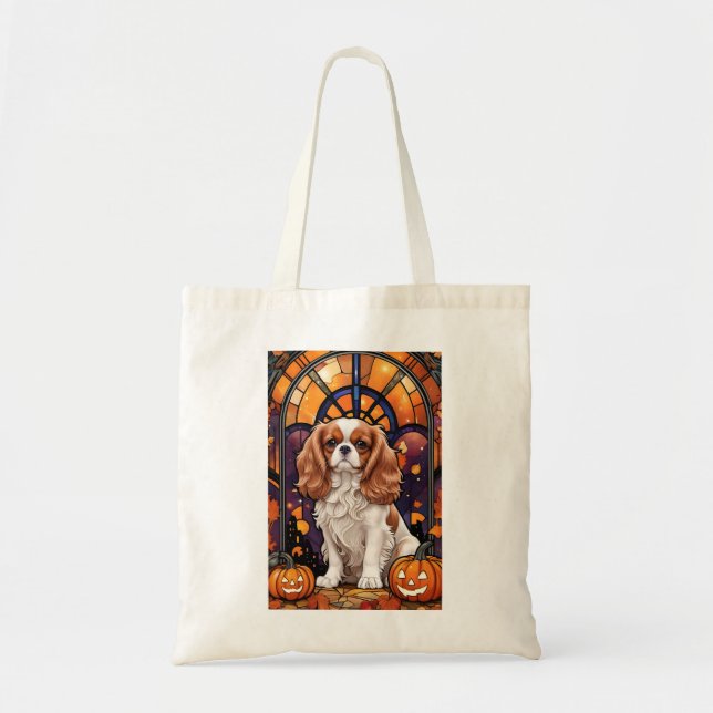 Bolsa Tote Cavalier King Charles StainGlass Halloween Fall (Frente)