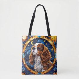 Bolsa Tote Cavalier King Charles StainGlass Night Moon