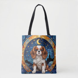 Bolsa Tote Cavalier King Charles StainGlass Night Moon