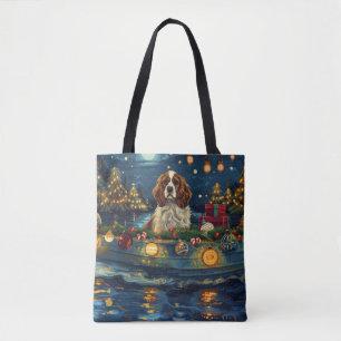 Bolsa Tote Cavalier King Charles Viagem Festiva de Natal