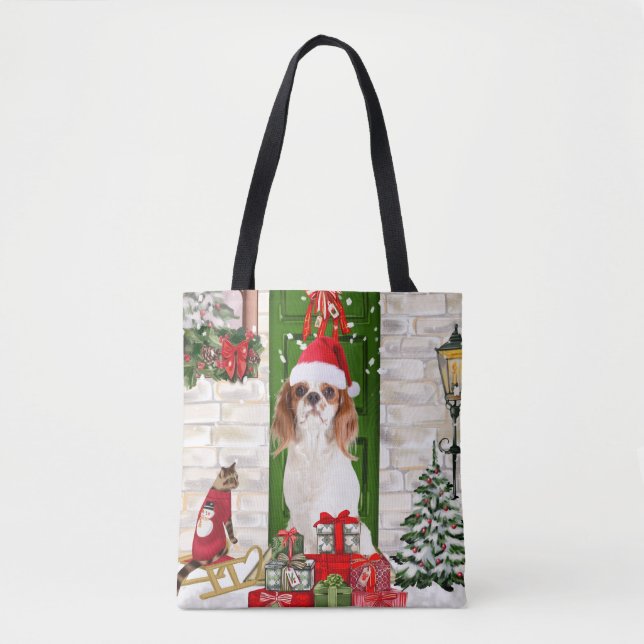 Bolsa Tote Cavalier King Dog Christmas (Frente)