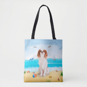 Bolsa Tote Cavalier King Dog em Beach