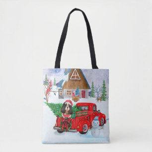 Bolsa Tote Cavalier King Dog Em Neve De Caminhão No Parto De