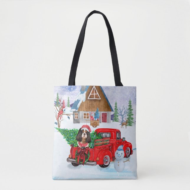 Bolsa Tote Cavalier King Dog Em Neve De Caminhão No Parto De  (Frente)