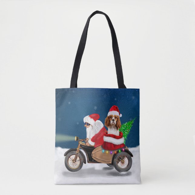 Bolsa Tote Cavalier King Dog Papai Noel (Frente)