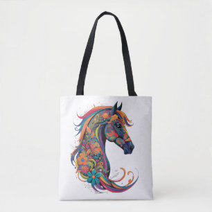 Bolsa Tote Cavalo abstrato colorido
