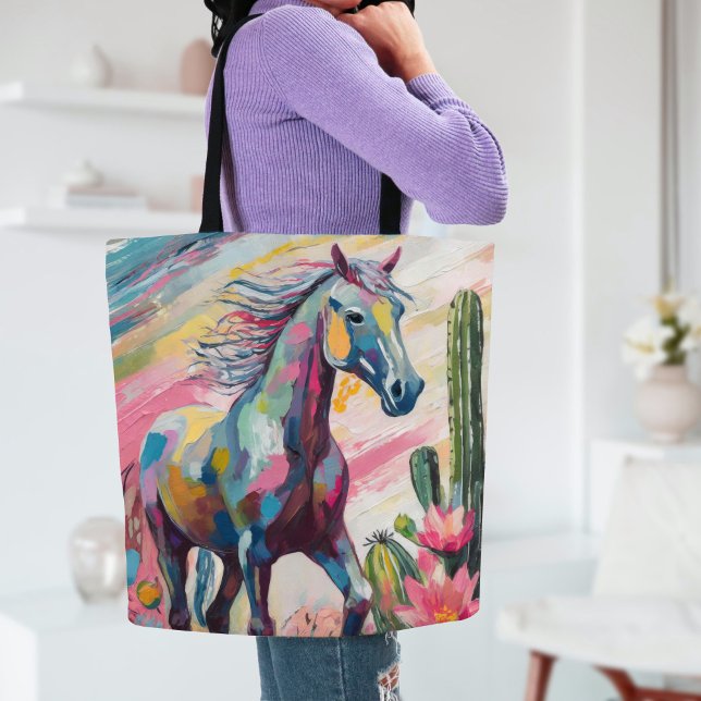 Bolsa Tote Cavalo Abstrato moderno e Sucultivos (Criador carregado)