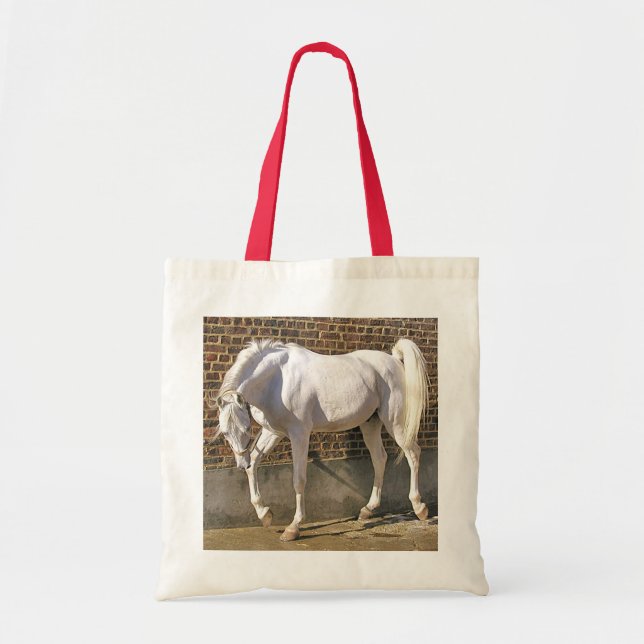 Bolsa Tote Cavalo árabe branco bonito (Frente)
