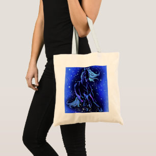 Bolsa Tote Cavalo Azul Magico Correndo À Lua À Noite Estrel