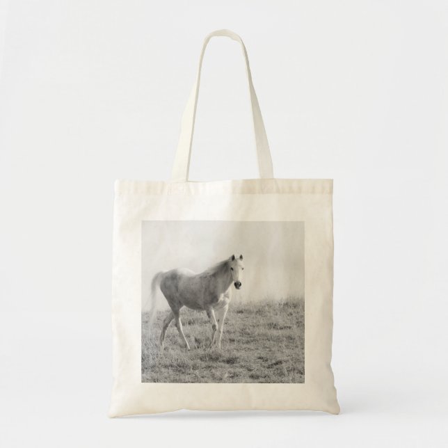 Bolsa Tote Cavalo branco monocromático (Frente)
