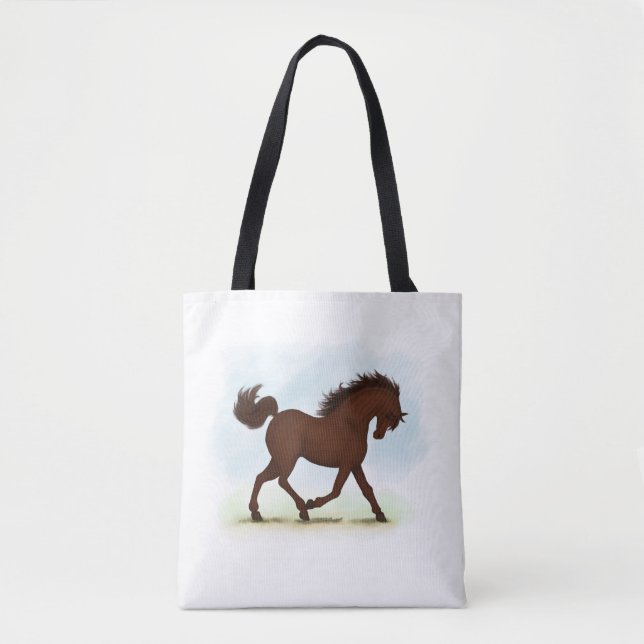 Bolsa Tote Cavalo castanho equestre (Frente)