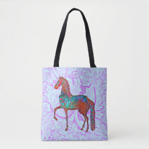 Bolsa Tote Cavalo Colorido no Saco de Tota de Aqua Lavanda de
