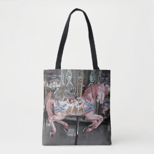 Bolsa Tote Cavalo cor-de-rosa do carrossel
