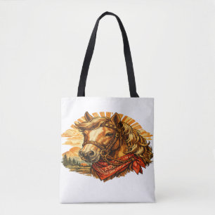Bolsa Tote Cavalo Cowboy Western com Bandana Verme