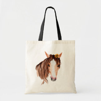 Bolsa Tote Cavalo de Aquarela, "A vida é melhor..."
