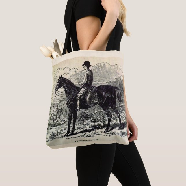 Bolsa Tote Cavalo de Caça Leve impressão A do século XIX (Close Up)