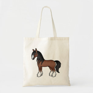 Bolsa Tote Cavalo de Cartoon Castanho Vanner Clydesdale Shire