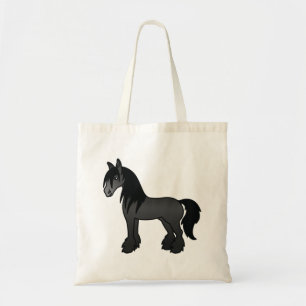 Bolsa Tote Cavalo de Cartoon Negro Vanner Clydesdale Shire