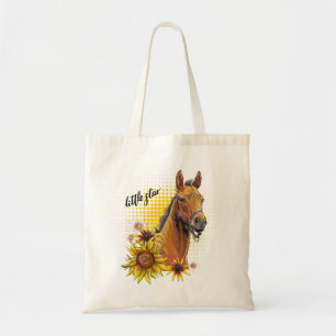 Bolsa Tote Cavalo de desenho manual com girassóis