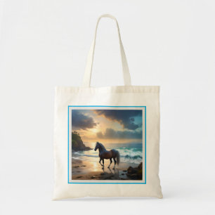 Bolsa Tote Cavalo De Palomino Na Praia,