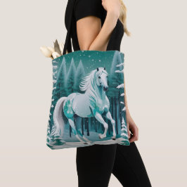 Bolsa Tote Cavalo de Prata Verde na Floresta Encantada