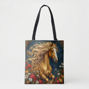 Bolsa Tote Cavalo Dourado com Crina Fluindo