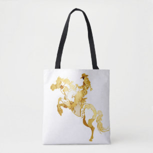 Bolsa Tote Cavalo e Cavaleiro Abstratos Dourados