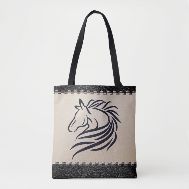 Bolsa Tote Cavalo e ferradura personalizados frente e verso (Frente)