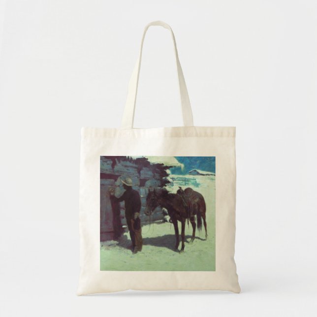 Bolsa Tote Cavalo e vaqueiro de inverno neve (Frente)