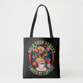 Bolsa Tote Cavalo Engraçado Amante de Café Humor