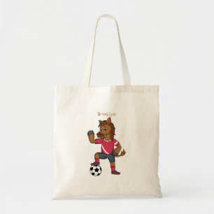 Bolsa Tote Cavalo engraçado bonito jogando cartoon de futebo