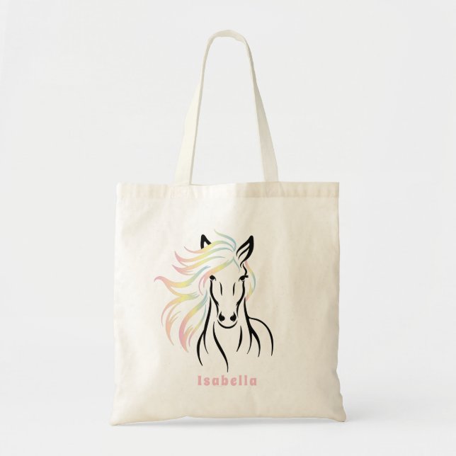 Bolsa Tote Cavalo Majestoso com Mão Colorida (Frente)