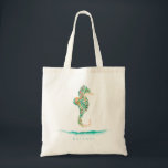 Bolsa Tote Cavalo-Marinho Ilha Botânica<br><div class="desc">Lindas flores de ilha botânica em aquarela e folhagem em forma de cavalo-marinho com acento de ondulação oceânica,  bolsa tote personalizada.</div>