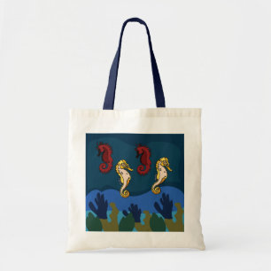 Bolsa Tote Cavalo-Marinho Sob a Praia Costeira do Mar